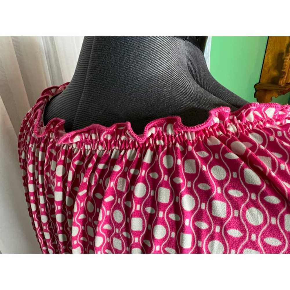 knit dress ruffle collar pink white - image 8