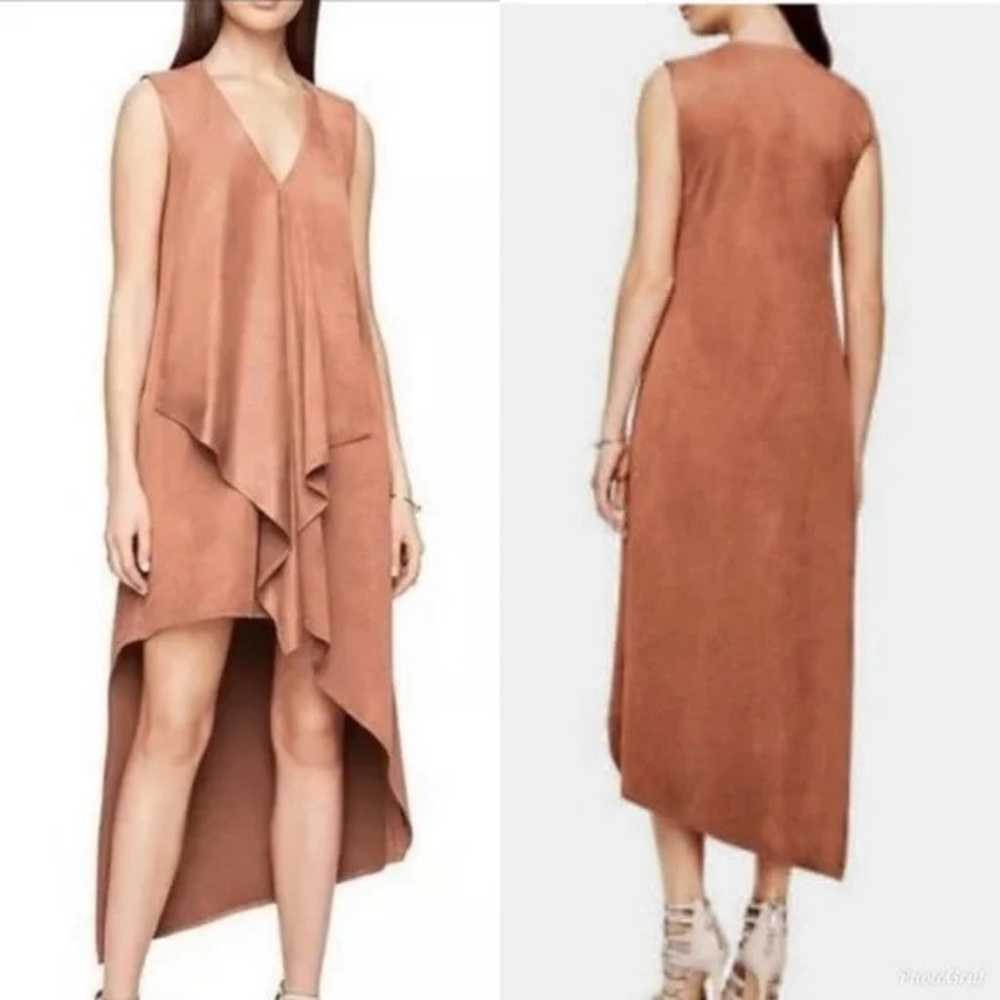 BCBGMaxAzria Tara Faux Suede Cascade Dress In Ros… - image 1