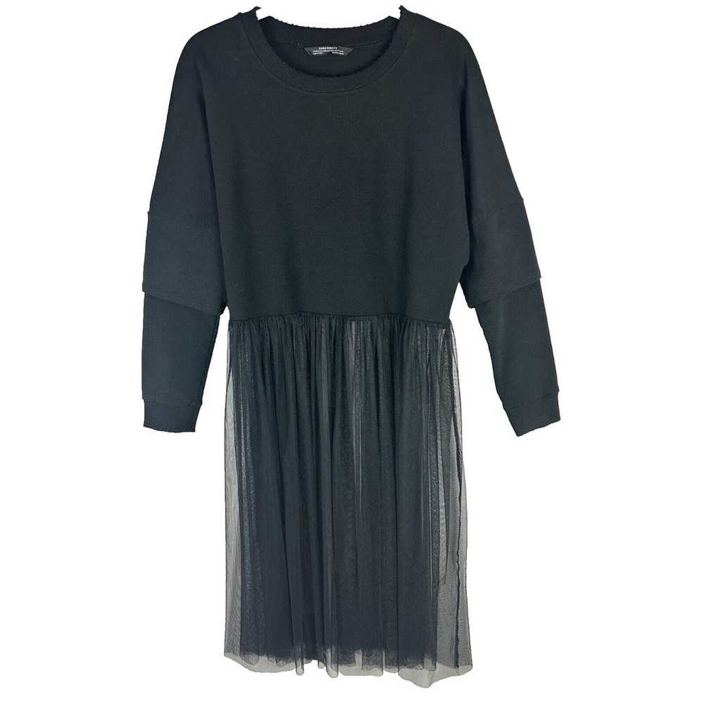 Zara Woman Chiffon Bottom Tunic Dress Size M Blac… - image 1