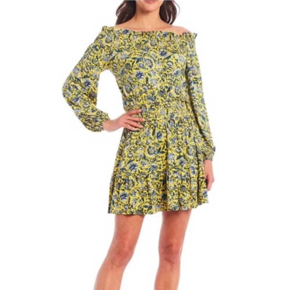 Michael Kors Yellow Floral Off-the-Shoulder Dress - image 2