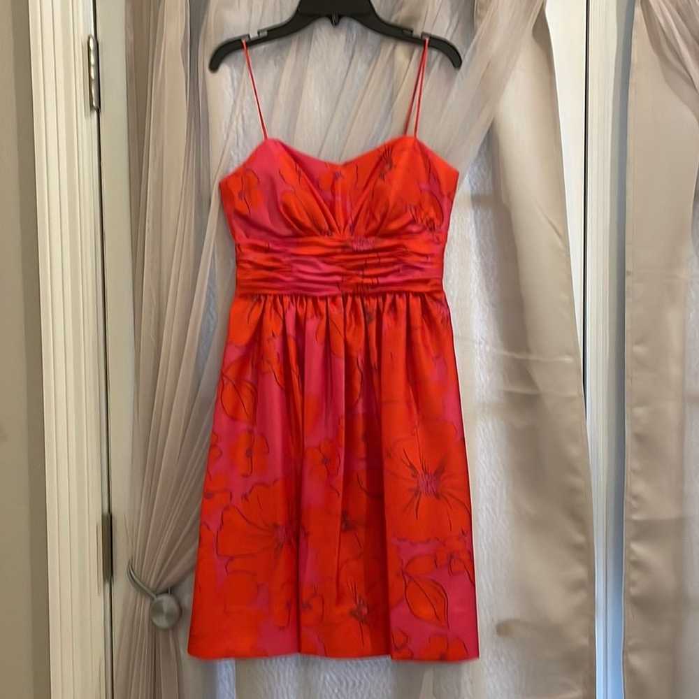 Eliza J Pink Orange Floral Pleated Mini Dress Siz… - image 3