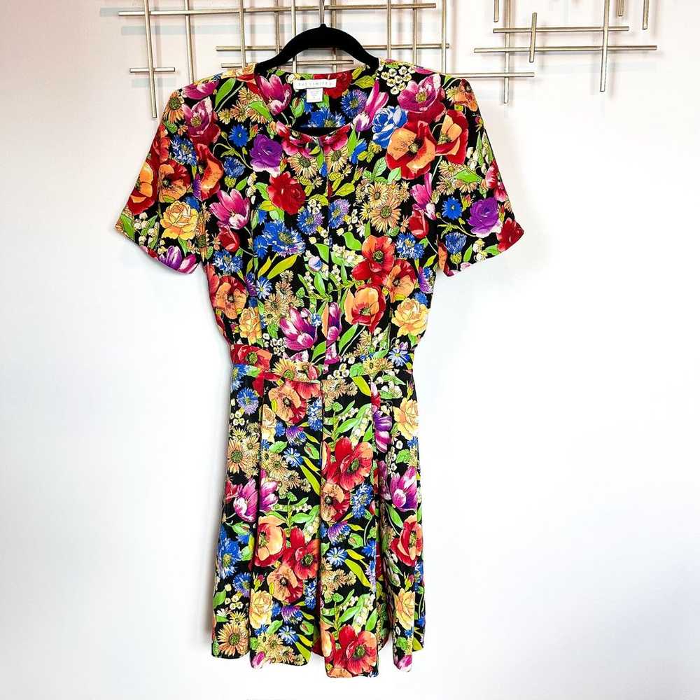 The Limited Vintage 1990s Silk Floral Short Sleev… - image 1