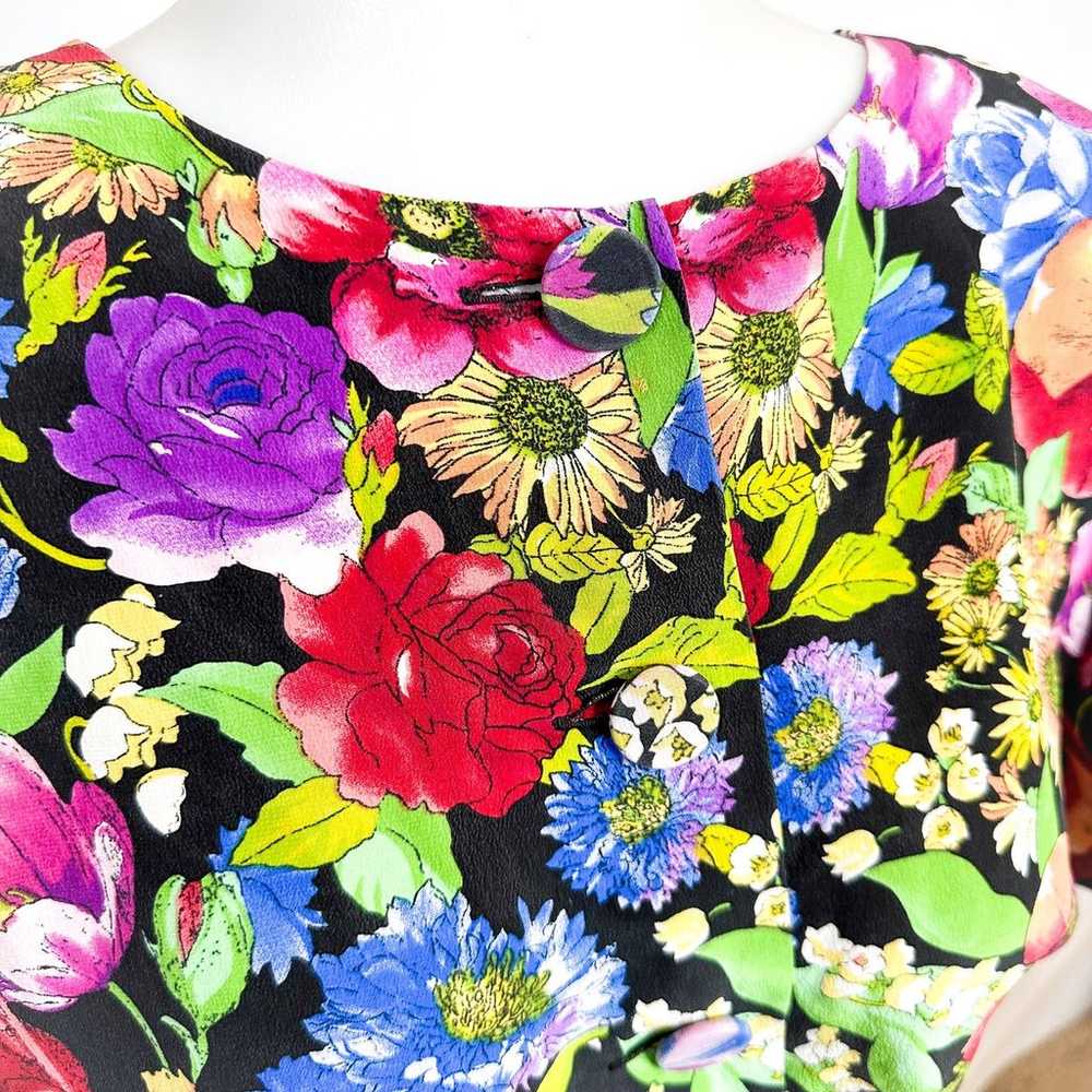 The Limited Vintage 1990s Silk Floral Short Sleev… - image 8