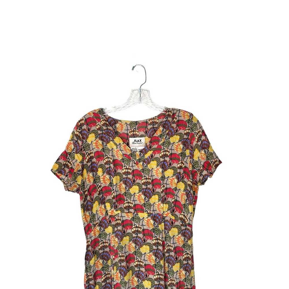 Flax Tan Red Yellow Printed Lagenlook Relaxed Dre… - image 3