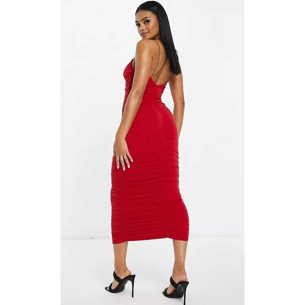 Asos Red Strappy Ruched Midi Dress / XS - image 2
