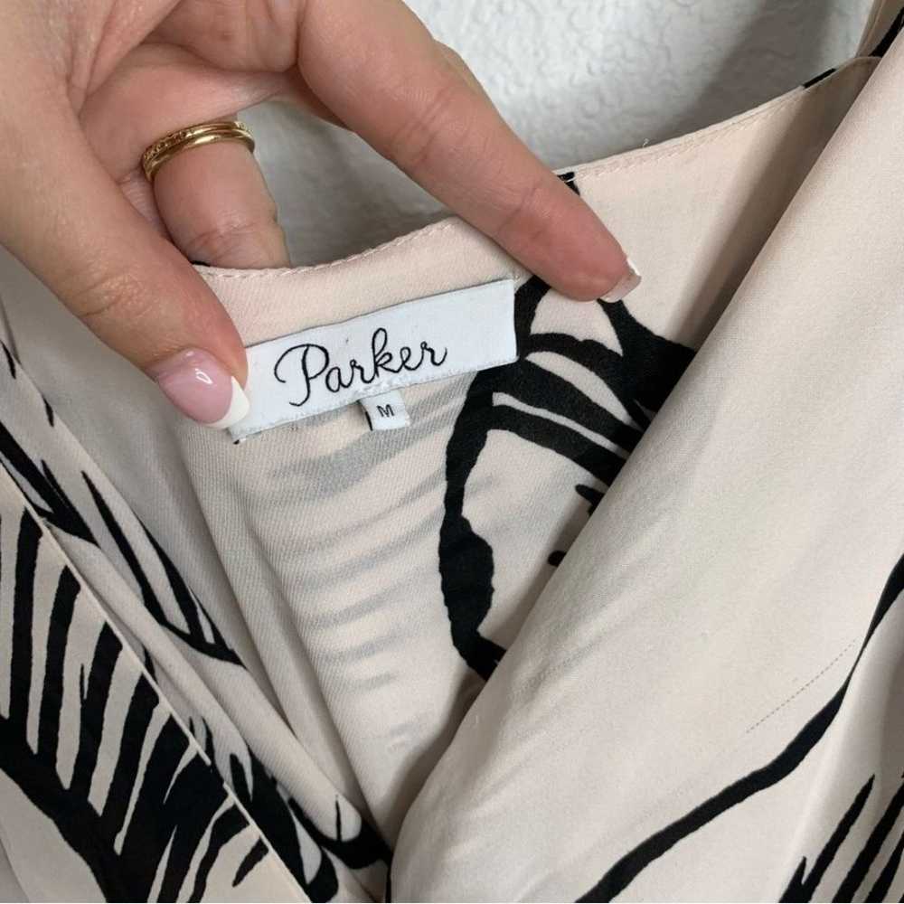 Parker 100% Silk Nude & Black Patterned Maxi Dres… - image 2