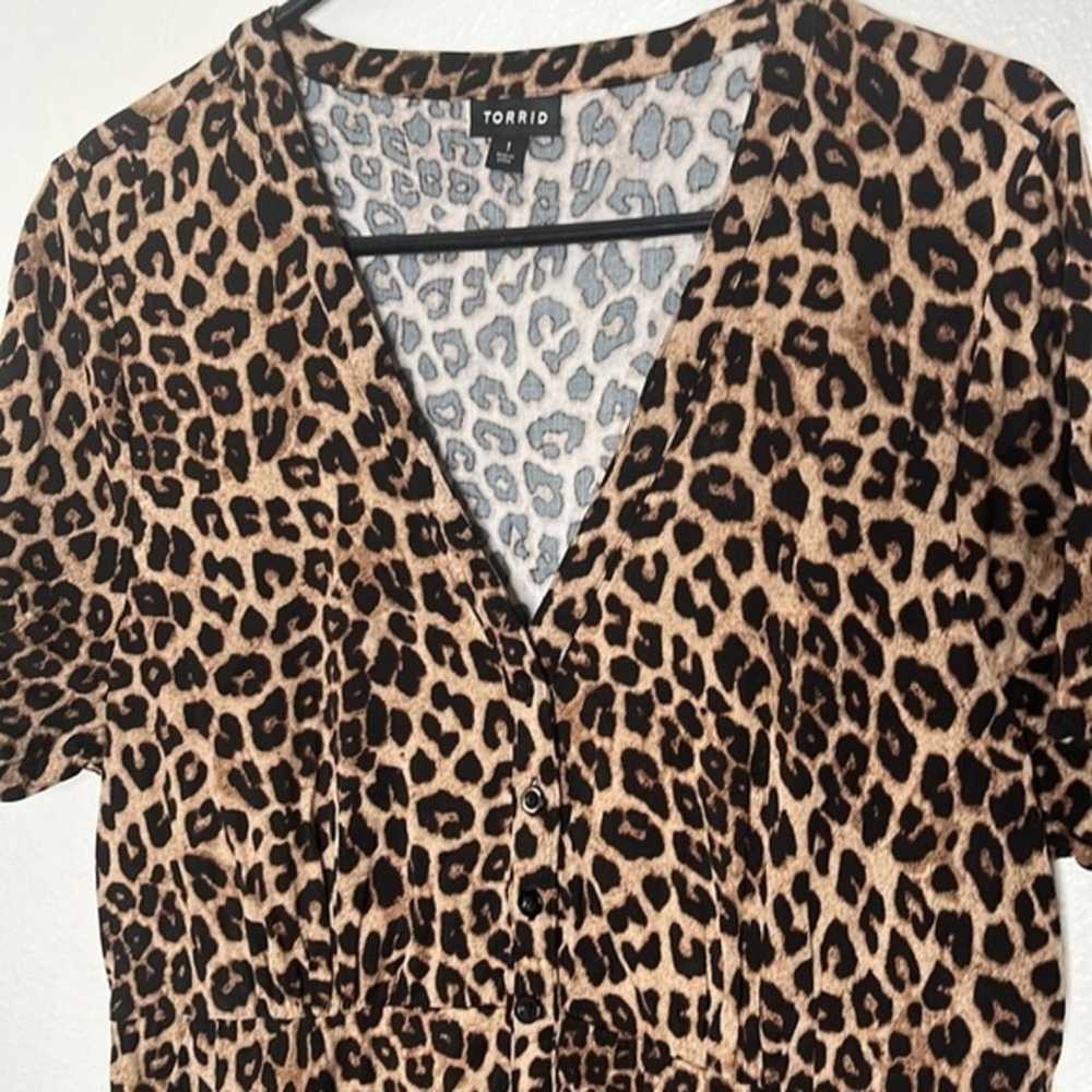 Torrid Midi Challis Shirt Dress Leopard print Sz … - image 1