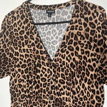 Torrid Midi Challis Shirt Dress Leopard print Sz … - image 1