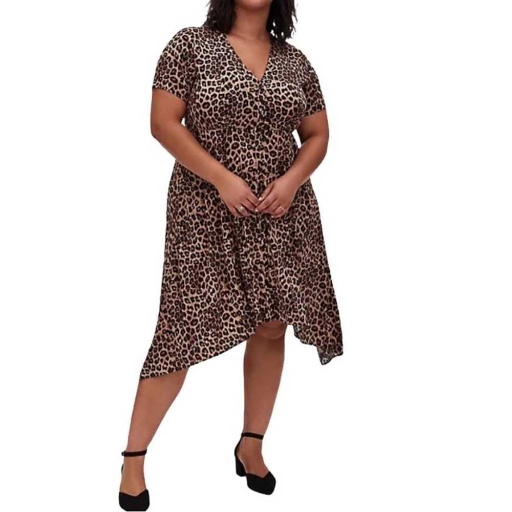 Torrid Midi Challis Shirt Dress Leopard print Sz … - image 2