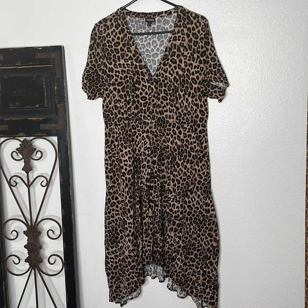 Torrid Midi Challis Shirt Dress Leopard print Sz … - image 6