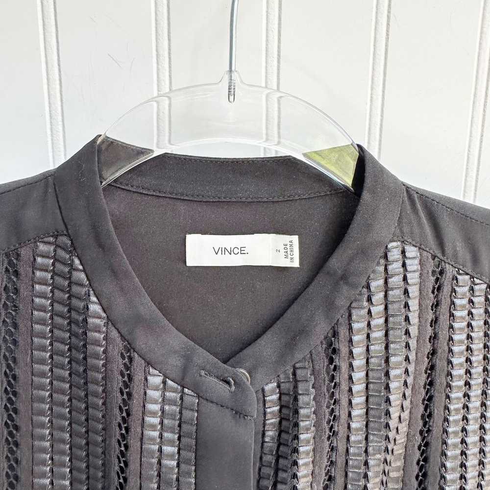 Vince Silk Pleated Shirt Dress Lattice Bib Long S… - image 6