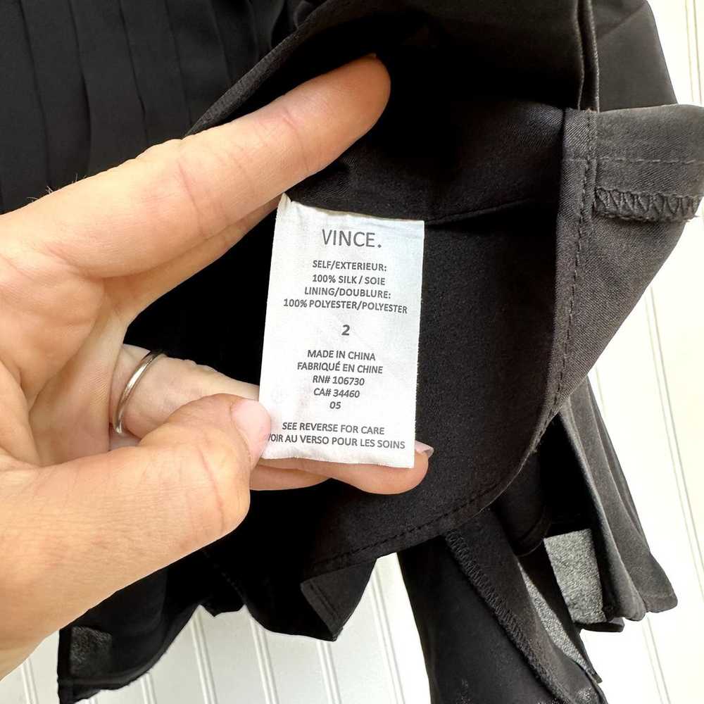 Vince Silk Pleated Shirt Dress Lattice Bib Long S… - image 9