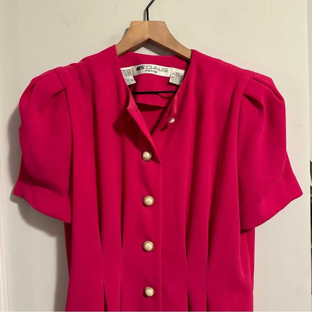 Vintage Chaus Pink Button Front Belted Mini Dress… - image 8