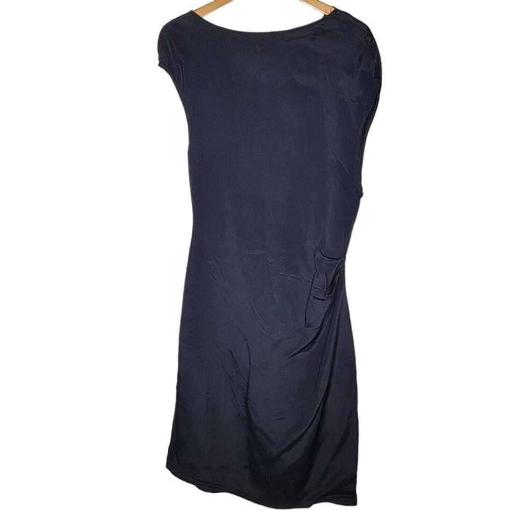Reiss Size 10 Navy Blue Bali Ruched Bodycon Midi … - image 2