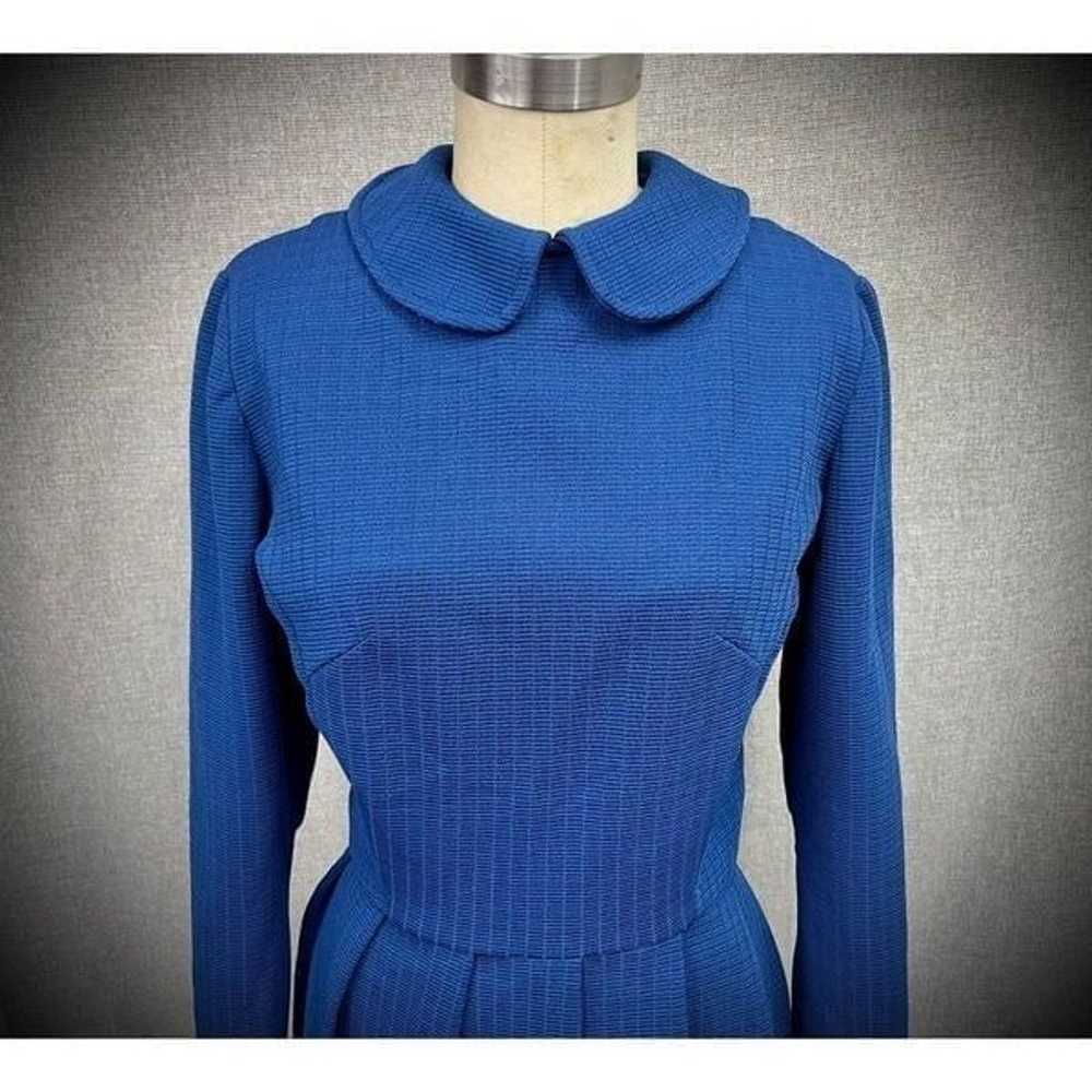 Vtg 60s 70s Royal Blue Textured Maxi Dress Sz M P… - image 1