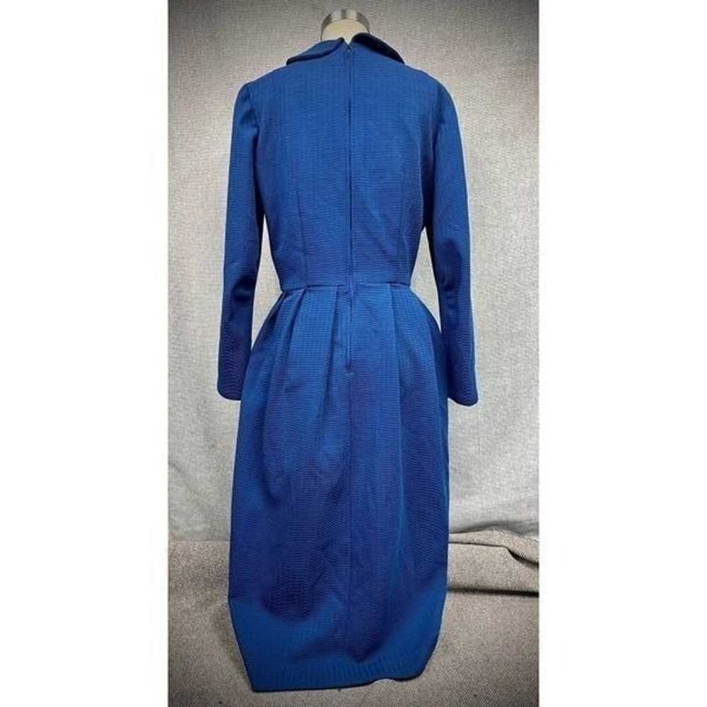 Vtg 60s 70s Royal Blue Textured Maxi Dress Sz M P… - image 4