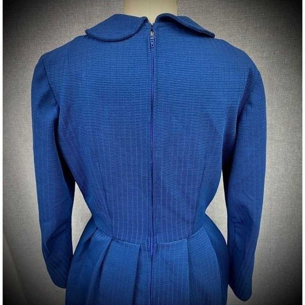 Vtg 60s 70s Royal Blue Textured Maxi Dress Sz M P… - image 5