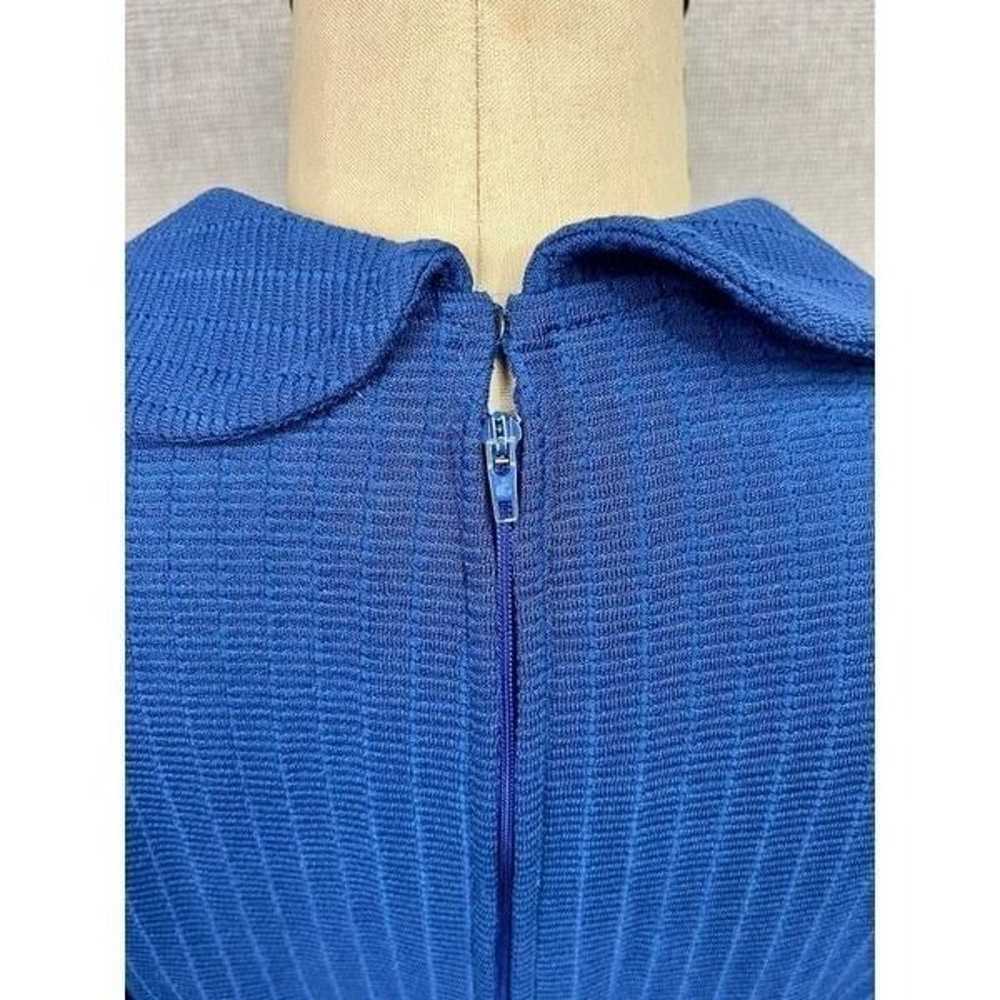 Vtg 60s 70s Royal Blue Textured Maxi Dress Sz M P… - image 6