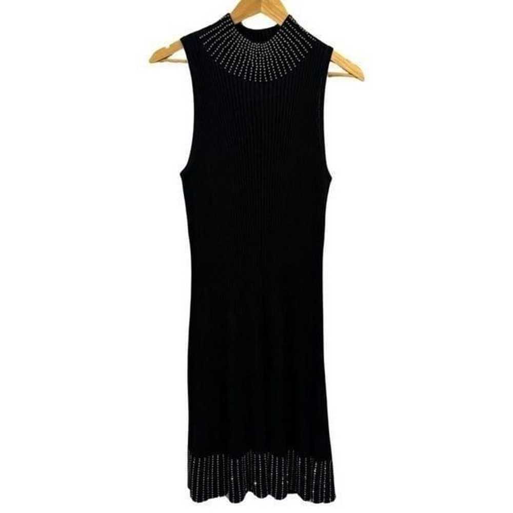 Michael Kors Black Embellished ribbed Dress Size L - image 3