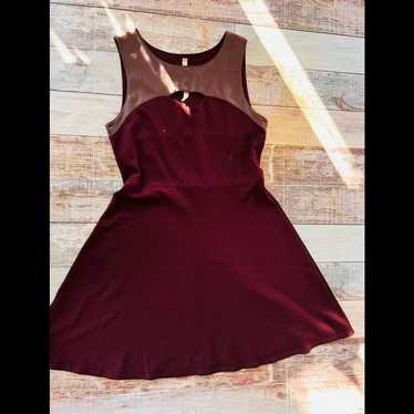 Bailey 44 Plum faux Leather and Cut Out dress size