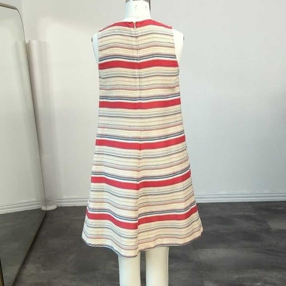 Tanya Taylor Striped Shift A Line Dress Cream Red… - image 2