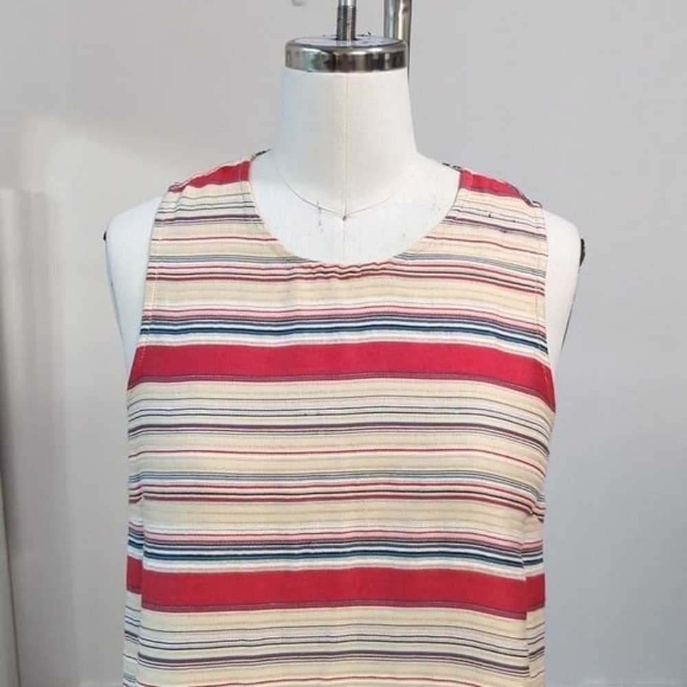 Tanya Taylor Striped Shift A Line Dress Cream Red… - image 3