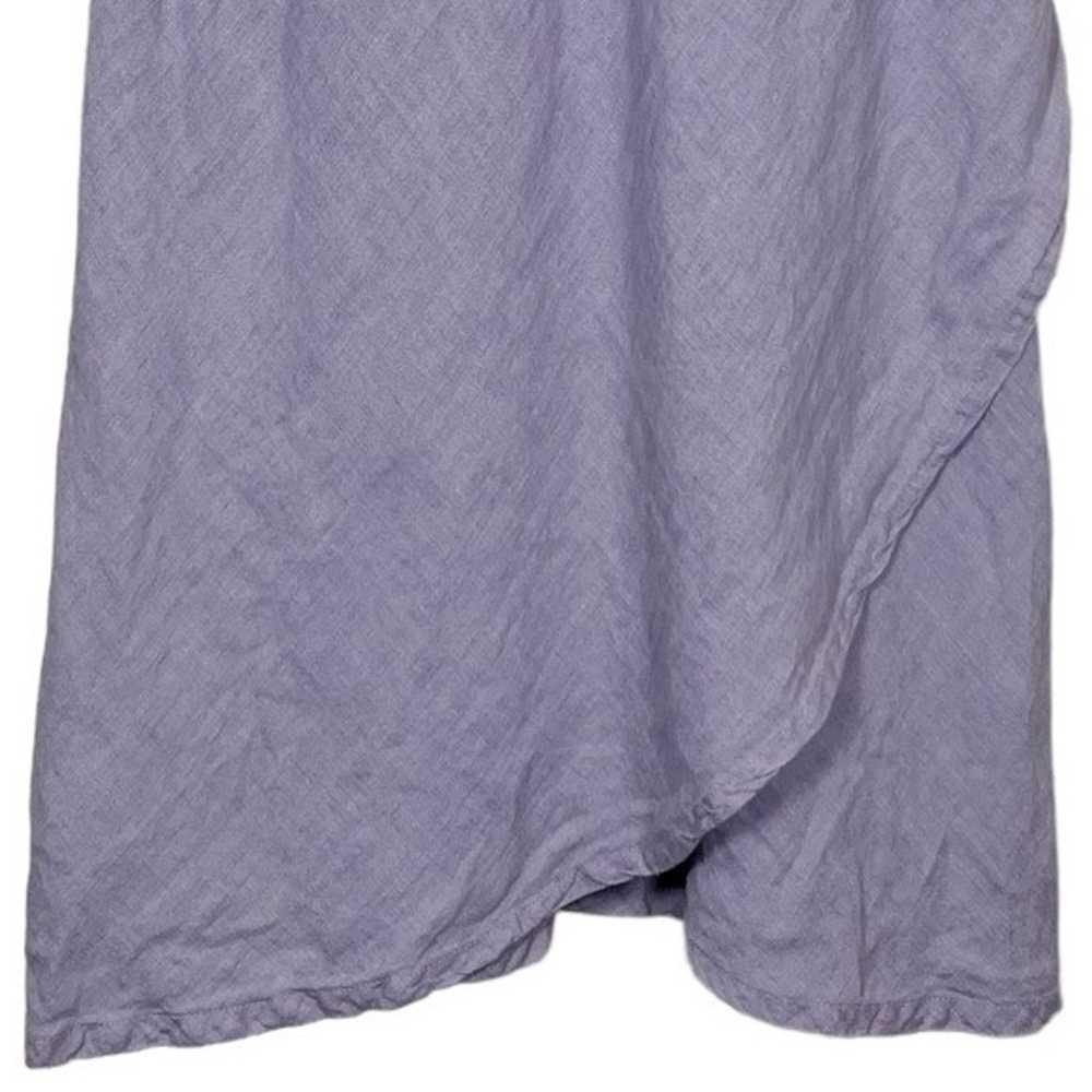 Flax 100% Linen Crossover Front Tulip Hem Sleevel… - image 3