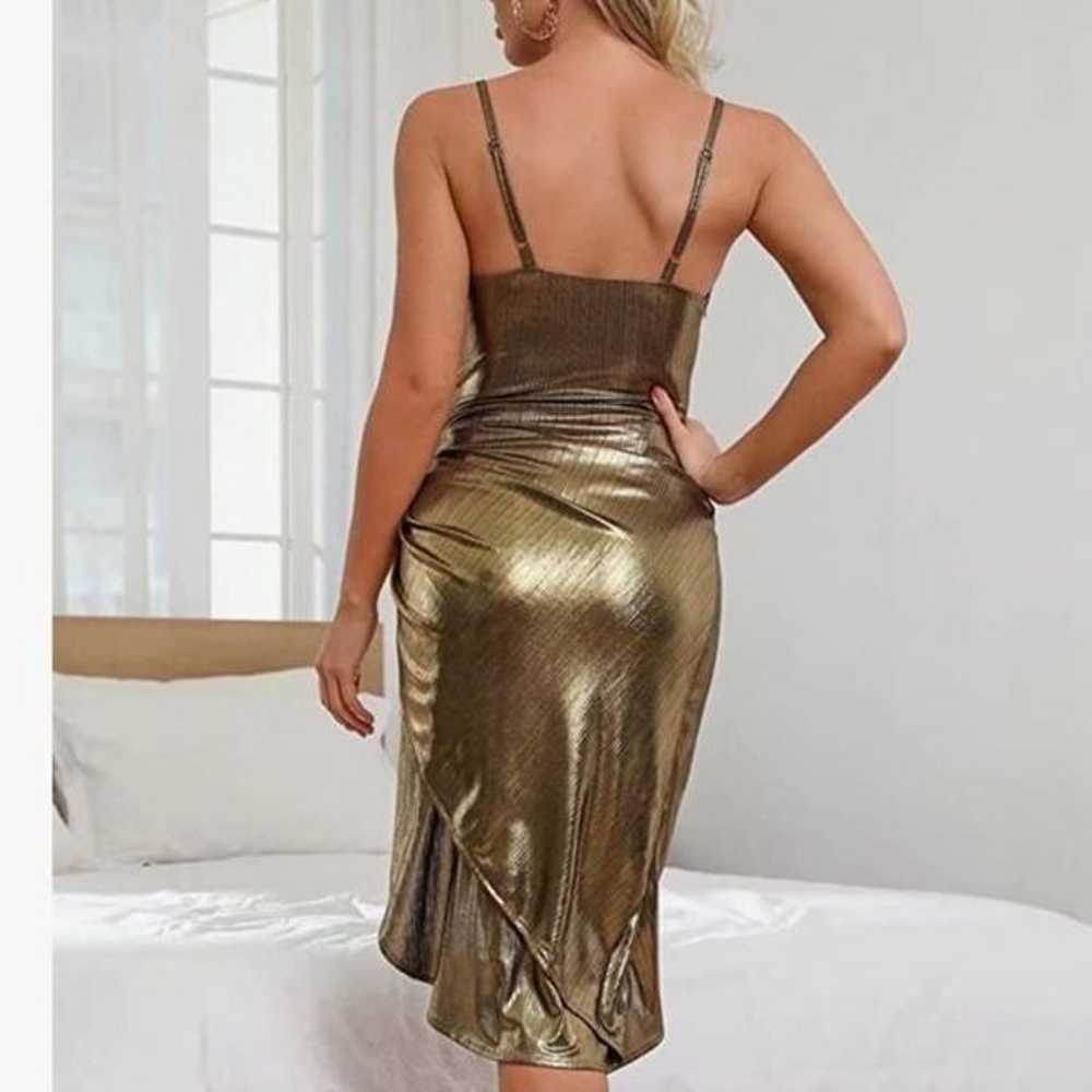 NEW Sexy Cowl Neck Ruched Wrap Midi Slip Dress - image 4
