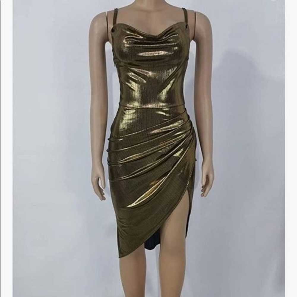 NEW Sexy Cowl Neck Ruched Wrap Midi Slip Dress - image 5