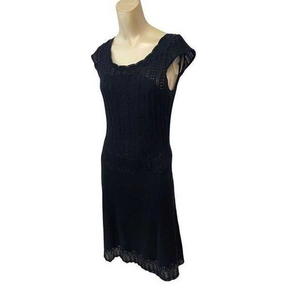 Badgley Mischka Black Knit Lace Overlay Dress Sma… - image 2