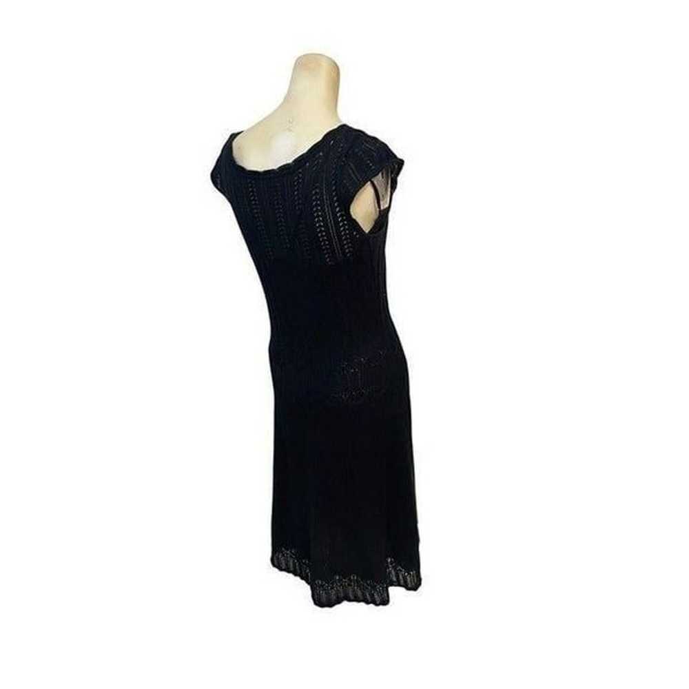 Badgley Mischka Black Knit Lace Overlay Dress Sma… - image 3