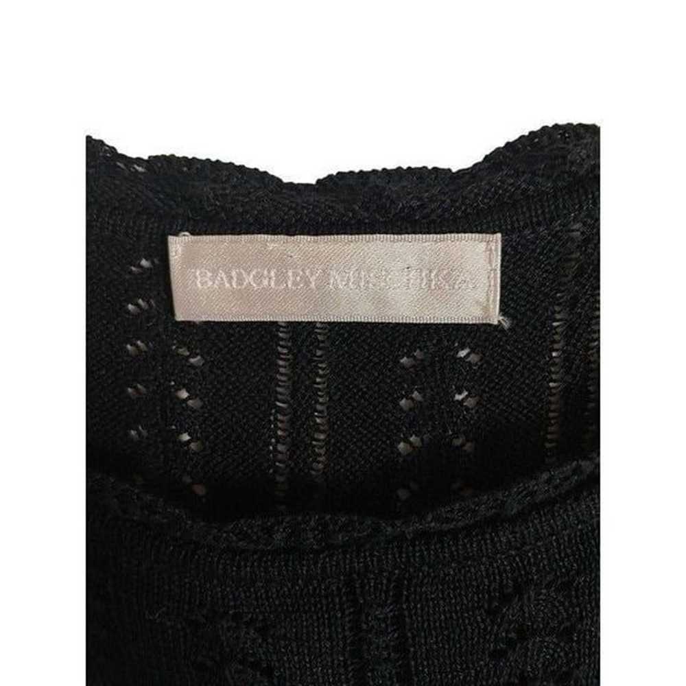 Badgley Mischka Black Knit Lace Overlay Dress Sma… - image 5