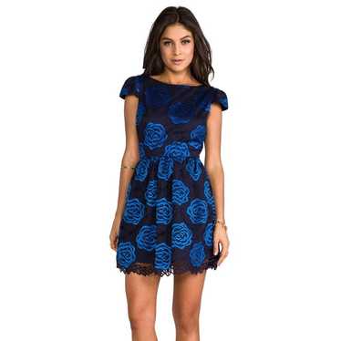 Alice & Olivia Women's Blue Rose Floral Nelly Puf… - image 1