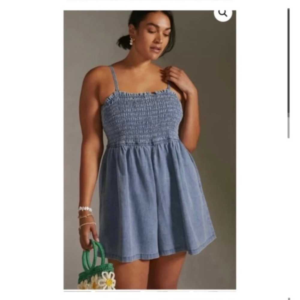 ANTHROPOLOGIE PILCRO CHAMBRAY ROMPER LARGE - image 2