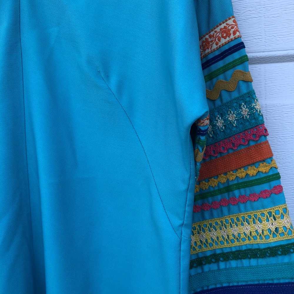 Vintage 70’s turquoise Blue maxi dress size small - image 2