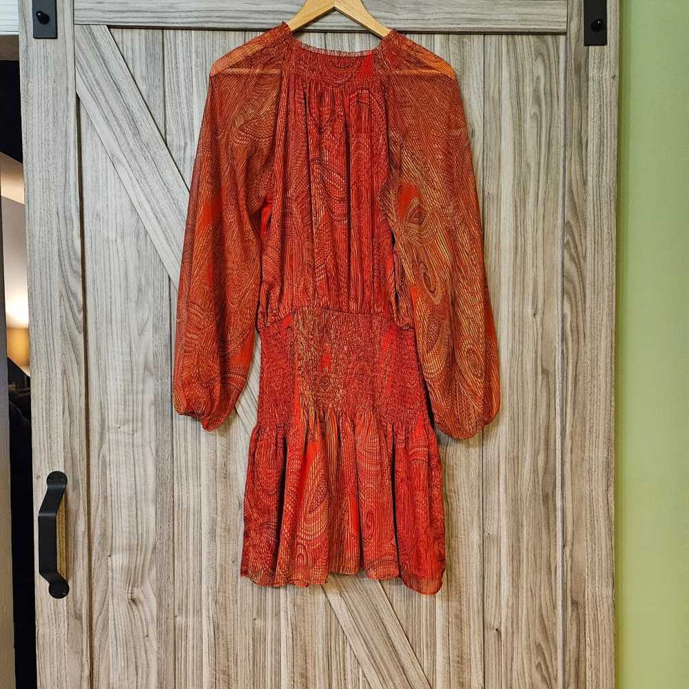 Ramy Brook Lois Print Smocked Mini Dress Crimson … - image 10