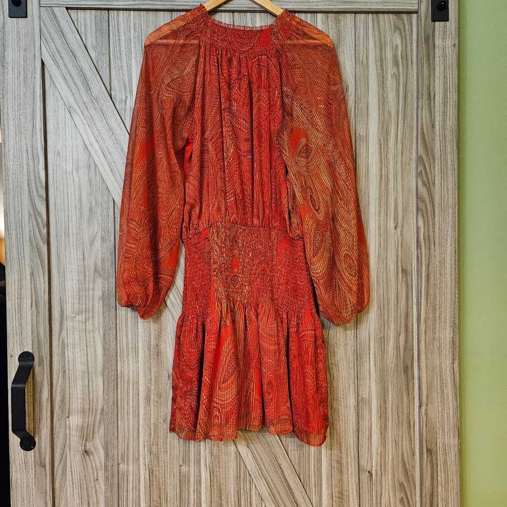 Ramy Brook Lois Print Smocked Mini Dress Crimson … - image 11