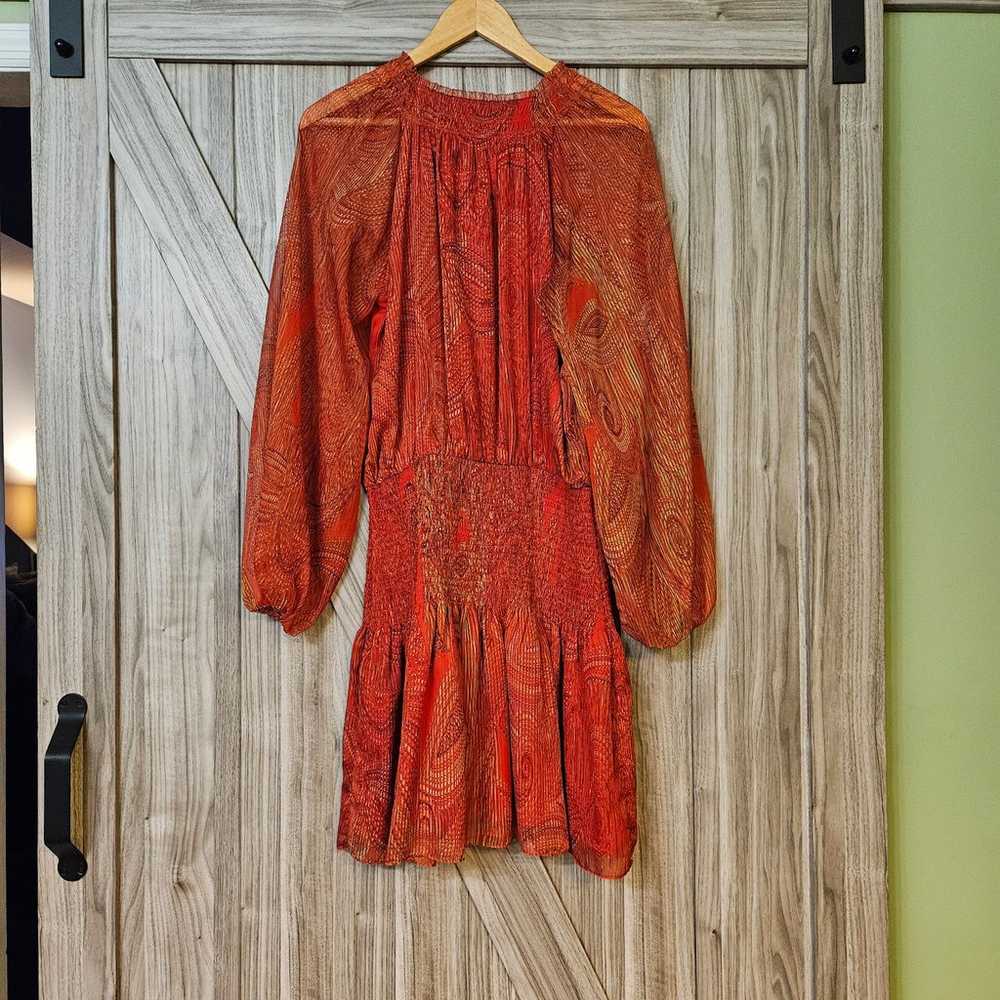 Ramy Brook Lois Print Smocked Mini Dress Crimson … - image 12