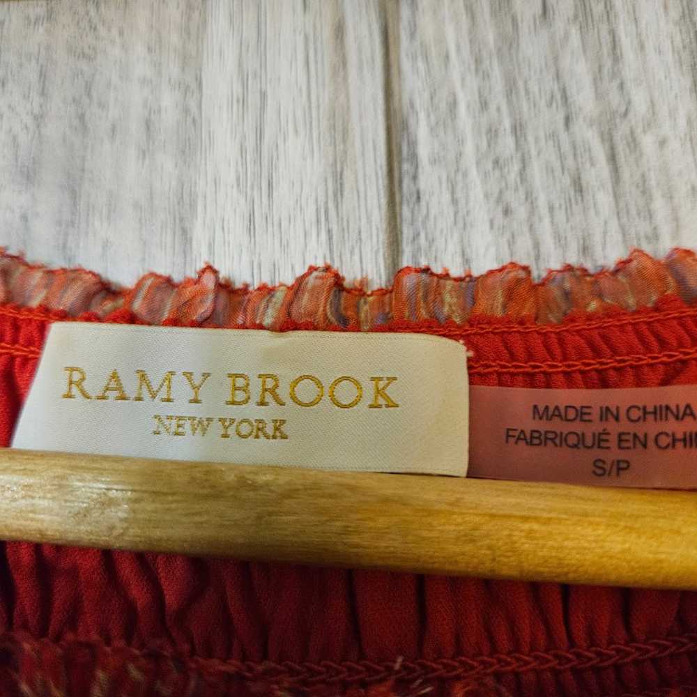 Ramy Brook Lois Print Smocked Mini Dress Crimson … - image 8