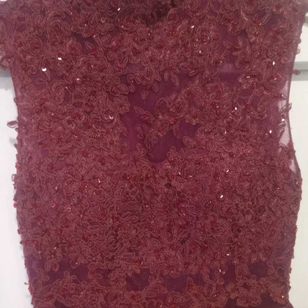 Vintage Wine Burgundy Satin Lace Embroidery Flora… - image 2