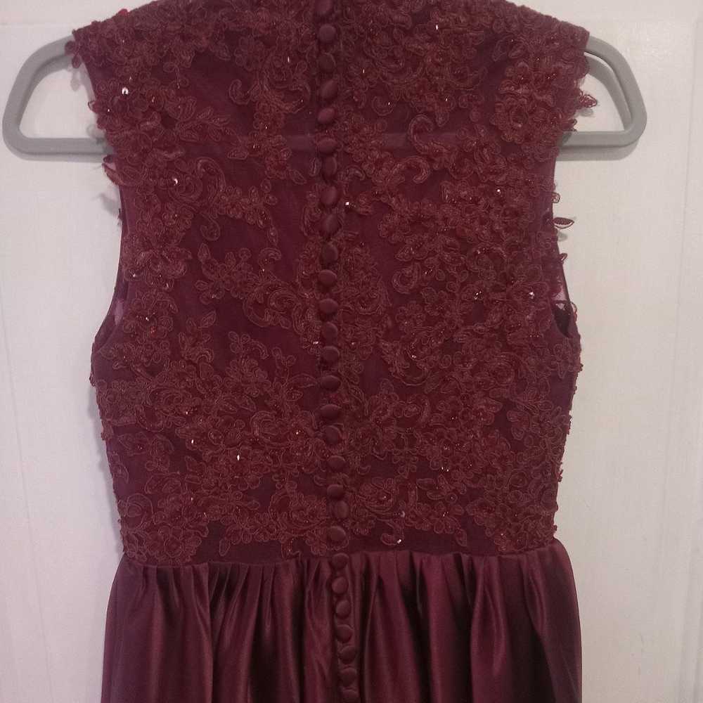 Vintage Wine Burgundy Satin Lace Embroidery Flora… - image 5