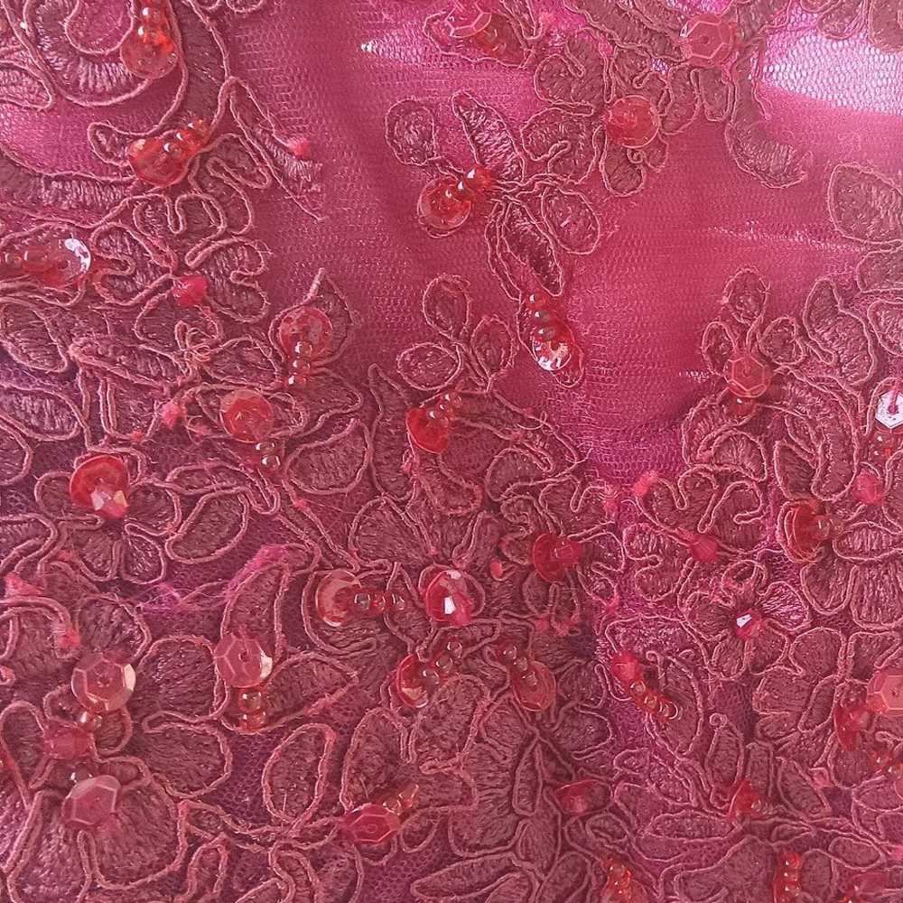 Vintage Wine Burgundy Satin Lace Embroidery Flora… - image 8