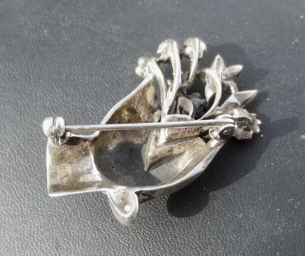 Sterling Silver Surrealist Pin circa 1950s - image 2