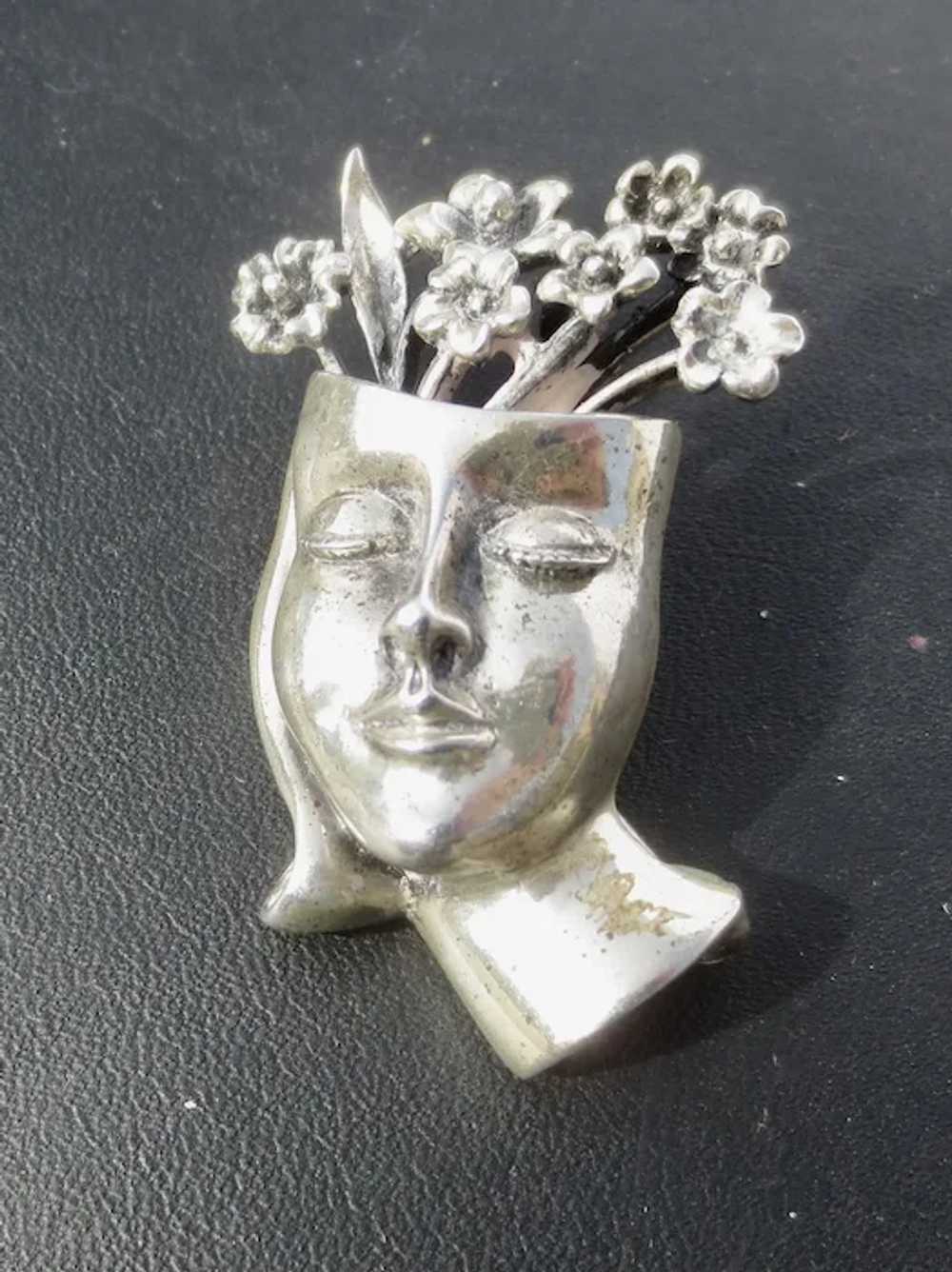 Sterling Silver Surrealist Pin circa 1950s - image 4