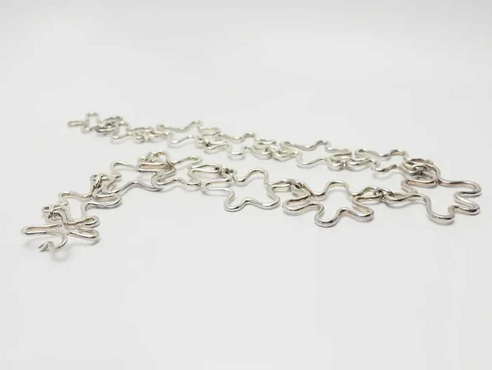 Vintage sterling silver cloud shape link necklace… - image 3