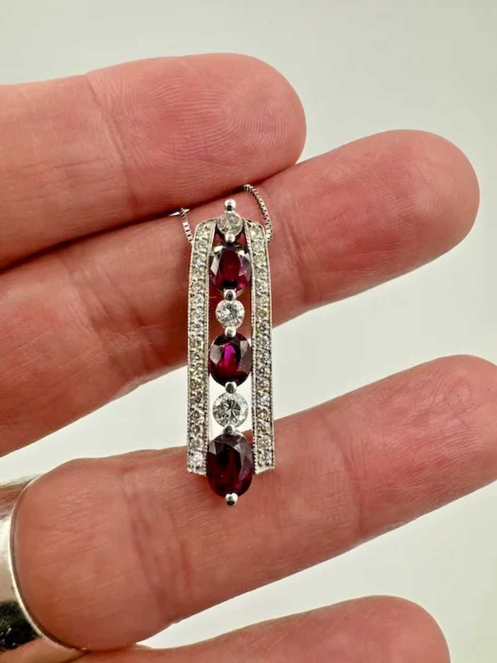 Custom Made White Gold Ruby Diamond Pendant Neckl… - image 9