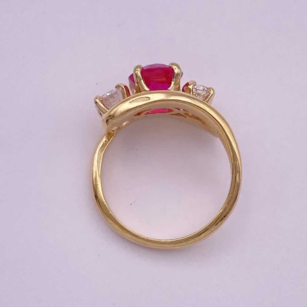 Diamond and Lab Ruby By-Pass Ring 14K Gold 1.05 C… - image 7