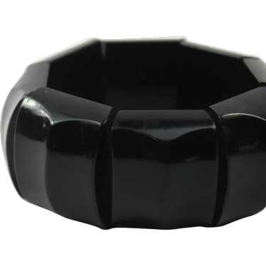 Bakelite Stretch Bangle Bracelet Jet Black