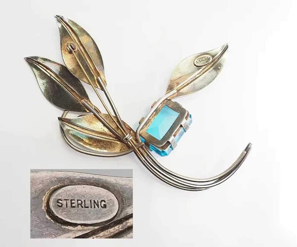 Stunning huge sterling silver and blue crystal fl… - image 3