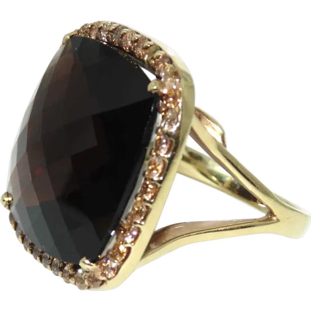 30.0 carats Smokey Topaz Diamonds Statement Ring … - image 1